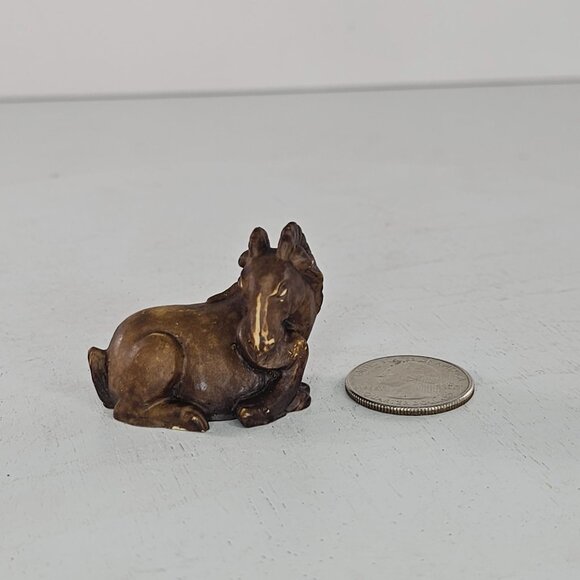 Handcrafted Miniature Ram Goat Ibex Figurine Lying Down - Picture 3 of 8